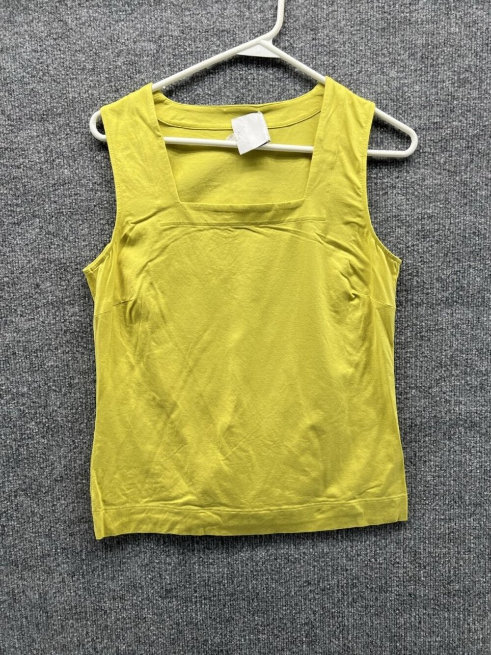 Akris Punto Tank Top Women 12 Yellow Square Neck Sleeveless Jersey Basic